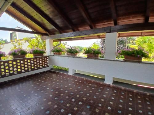 a balcony with potted plants on it at Villa Gianna affitta camere in Inverigo
