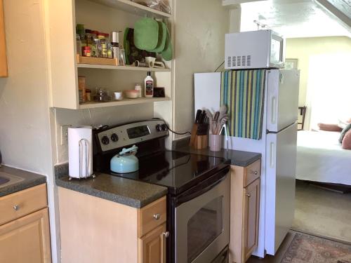 Una cocina o cocineta en Charming Studio Apartment in the Heart of Golden