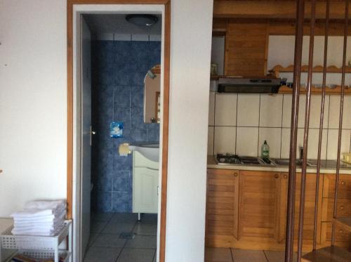 a small kitchen with a sink and a counter at Apartman Ustrine in Ustrine