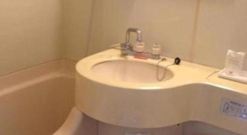 a bathroom with a sink and a bath tub at Marroad Inn Tokyo in Chofu