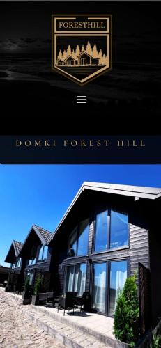 a building with a sign that reads donut forest hill at Forest Hill Domki - Międzyzdroje -KLIMATYZACJA in Międzyzdroje