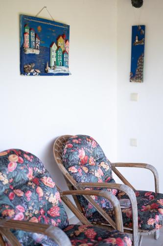 two chairs in a room with a picture on the wall at Country House Elaionas 