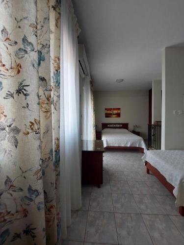 a bedroom with two beds and a desk in a room at Villa Sofia Fanari in Fanari