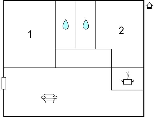 a block diagram of a shower with water pouring out at Carlotta in Grottaferrata