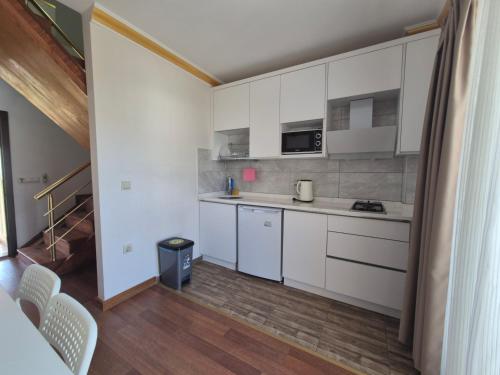 Kuchyň nebo kuchyňský kout v ubytování Dinara Apart Hotel