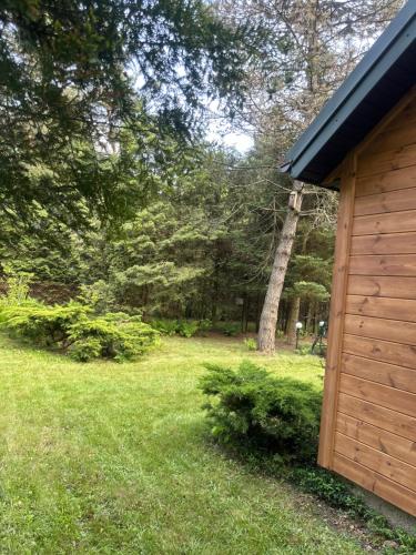 Κήπος έξω από το Dom letniskowy wolnostojący drewniany na wyłączność, jezioro Piaseczno 350 m, jacuzzi