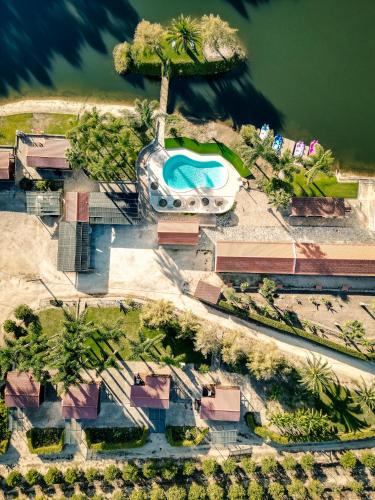 an overhead view of a resort with a swimming pool at Herdade do Sardanito da Frente in Zambujeira do Mar