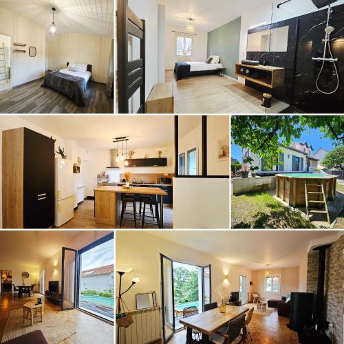 a collage of photos of a house at Maison paisible proche centre avec piscine in Angoulême