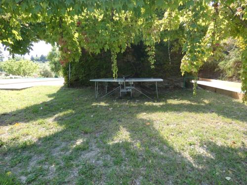 a picnic table and a bench under a tree at SCAPPO IN UMBRIA, il Fienile in Fornole