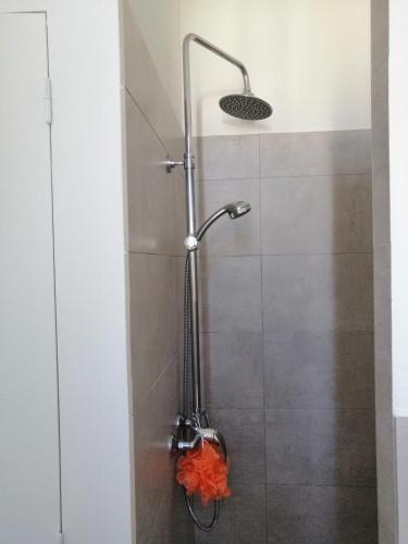 une douche avec pommeau de douche dans une salle de bain dans l'établissement Latourette VII, à Forcalquier