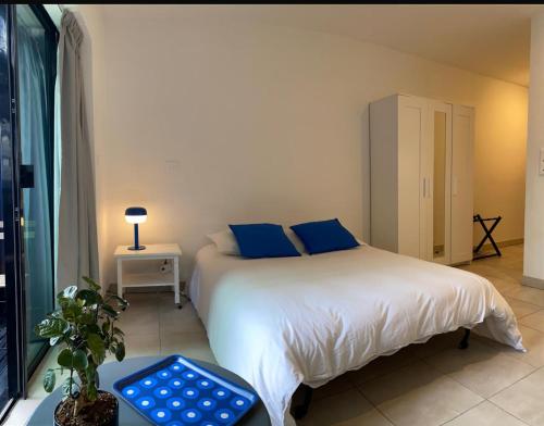 Ένα ή περισσότερα κρεβάτια σε δωμάτιο στο Studio 25 m2 Tour Black Swans Centre ville Tram C et E direct Parlement Européen à 15 minutes Arrivée 24 sur 24