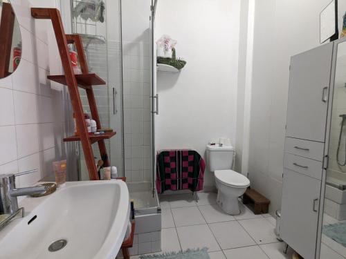 une salle de bain avec un lavabo et des toilettes dans l'établissement Chez Floriane, à Marseille