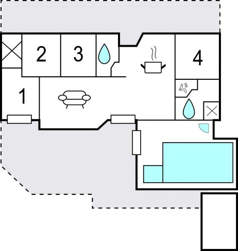 a drawing of a floor plan of a house at 4 Bedroom Stunning Home In Fjerritslev in Torup Strand