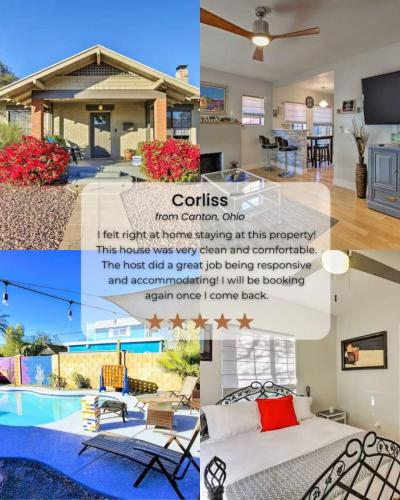 a collage of photos of a house at Phoenix Home Pool & String Lights in Phoenix