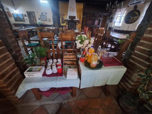 an overhead view of a table in a restaurant at Stara Vodenica in Klanjec