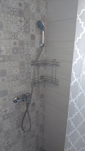 a shower with a hose in a bathroom at Brvnara N&N in Laktaši