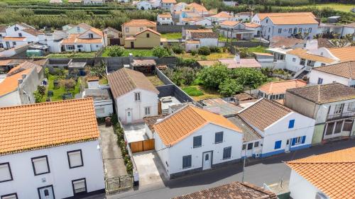 an aerial view of a small town with houses at Green Mountain in Mosteiros