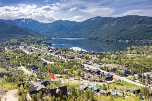 an aerial view of a town next to a lake at West Portal Cabin cabin in Grand Lake