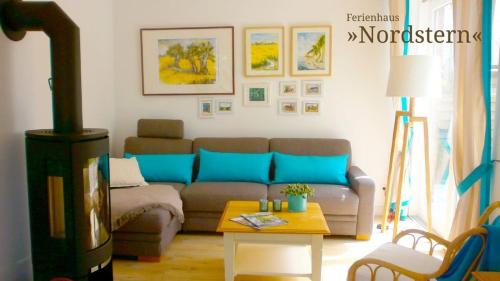 Posezení v ubytování Nordstern Wlan Sauna Kamin Haustiere