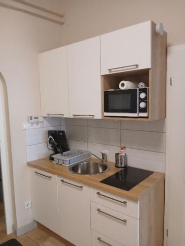 Kuchyň nebo kuchyňský kout v ubytování Soda apartman