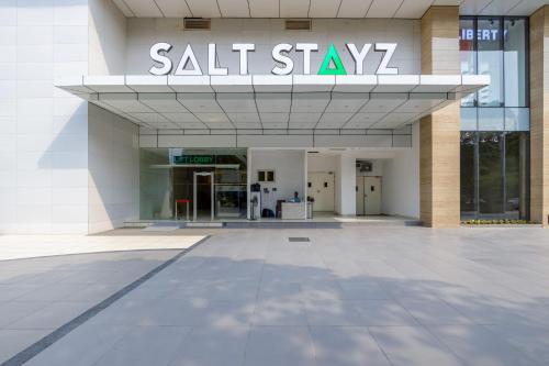 an entrance to a building with a safeway sign on it at Saltstayz Premier Suite Chandigarh Mohali in Sohāna