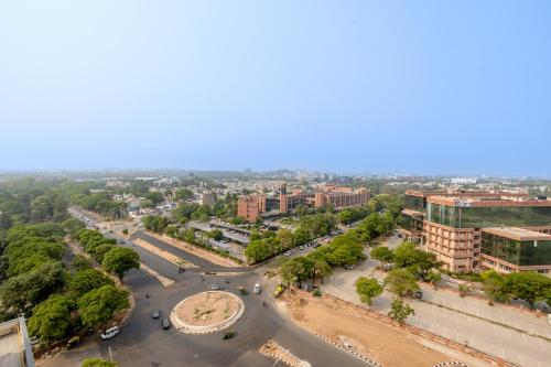 an aerial view of a city with a street at Saltstayz Premier Suite Chandigarh Mohali in Sohāna