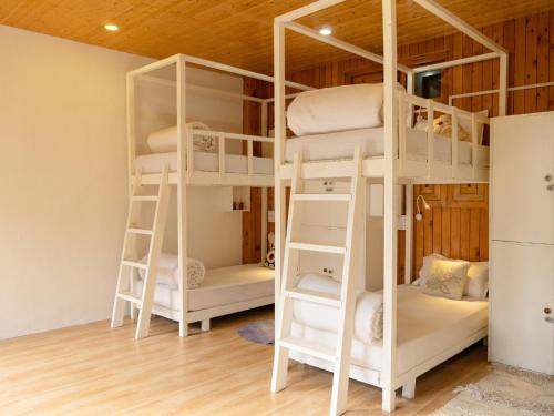 Una cama o camas en una habitación de Moustache Shoja, Jibhi