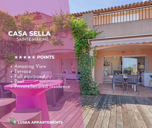 a rendering of a house with a patio at CASA SELLA Beautiful terrace with Sea View in Sainte-Maxime