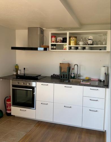 Cuisine ou kitchenette dans l'établissement Guesthouse Dyngja