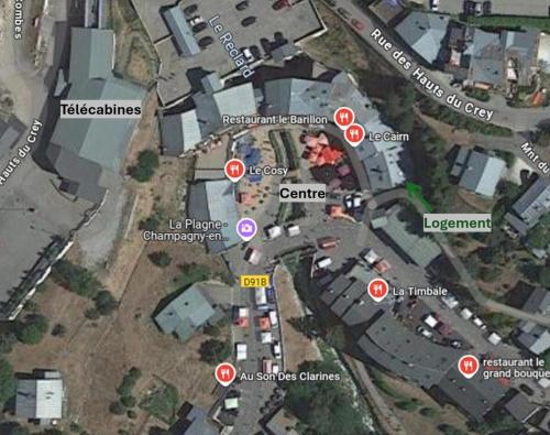 une carte d'un parking avec des cercles rouges dans l'établissement Geisha - central à 2 min des télécabines, à Champagny-en-Vanoise