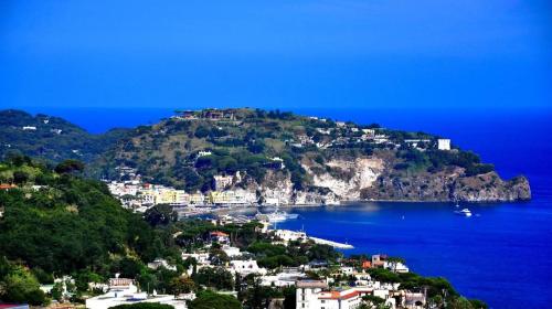 a view of a town on an island in the water at Casa Lucia in Casamicciola Terme