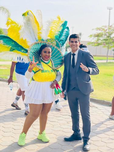 a man and a woman wearing a peacock costume at Ramage Hotel & Resort in Cairo