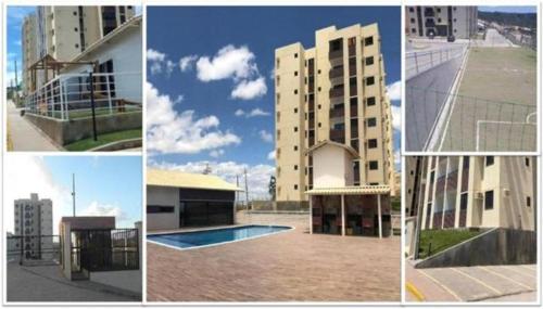 a collage of pictures of a building and a pool at Apartamento Morada do Vale 1 andar - Área de Lazer - Estacionamento - Internet e Netflix GRATUITO in Garanhuns