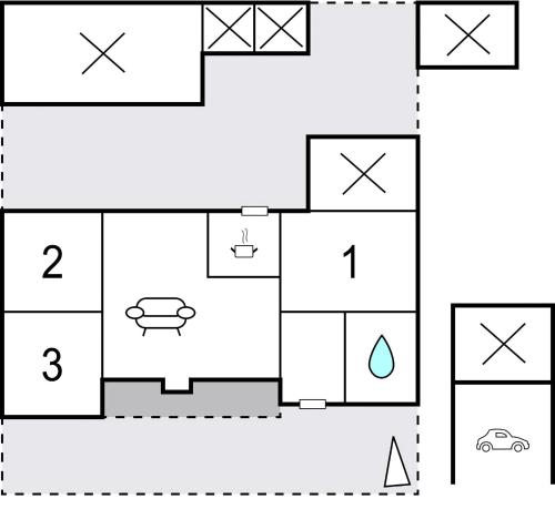 a floor plan of a house with a diagram at Three-Bedroom Holiday Home In Vig in Vig