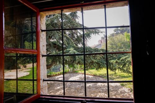 a window with a view of a tree at Chateau Du Comte 