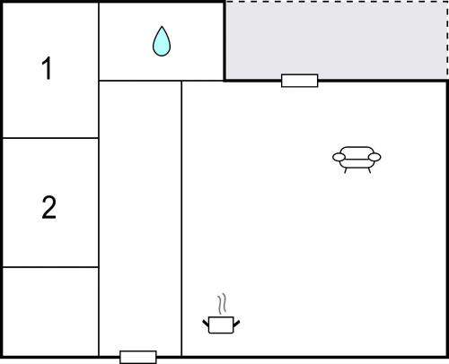 a block diagram of a table with a planter at 2 Bedroom Cozy Home In Lemvig in Lemvig