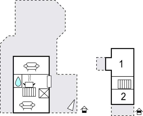 a plan of a house with two floors at Amazing Home In Rønne With Kitchen in Rønne