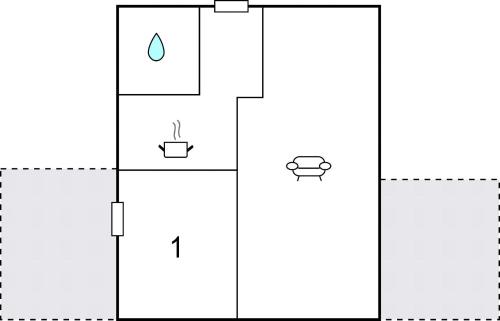 a schematic diagram of a bathroom with three different views at 1 Bedroom Nice Home In Rønne in Rønne
