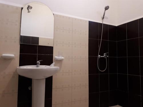 a bathroom with a sink and a shower at Villa Massa Luxury, Serenity near Agadir in Sidi Ouassay