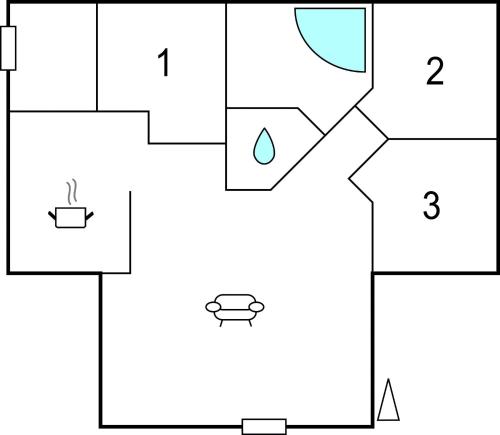 a schematic diagram of a kitchen with two toilets at 3 Bedroom Cozy Home In Børkop in Børkop