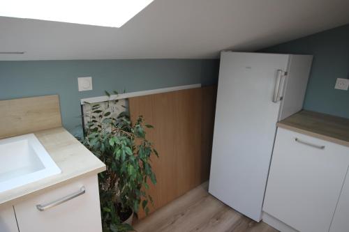 Dapur atau dapur kecil di Verdun Centre - Full climatisation - 3 chambres - 7 couchages - 10 personnes - Parking Proche - Terrain 800m2 - Balnéothérapie - Air de jeux extérieurs - TOP CONFORT - Géré par PrestaZen'Services
