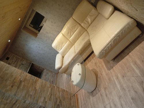 an overhead view of a living room with a couch at Miczurina in Wałbrzych