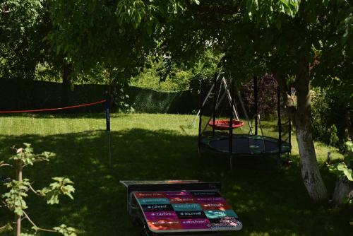 a swing in a yard next to a tree at Rent Your Family Retreat in Novi Sad in Novi Sad
