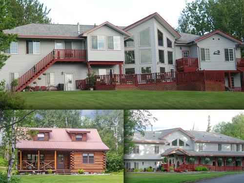 two pictures of a house before and after at Alaska's Harvest Bed and Breakfast and Luxury Log Cabin in Palmer