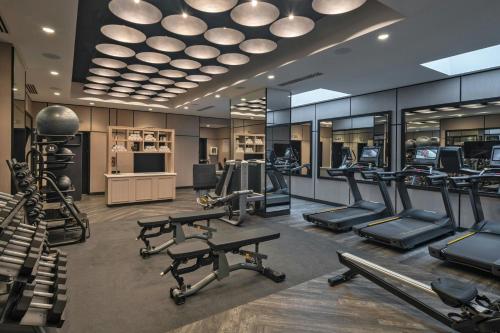 a gym with treadmills ellipticals and exercise equipment at The Vanguard Ann Arbor, Autograph Collection in Ann Arbor