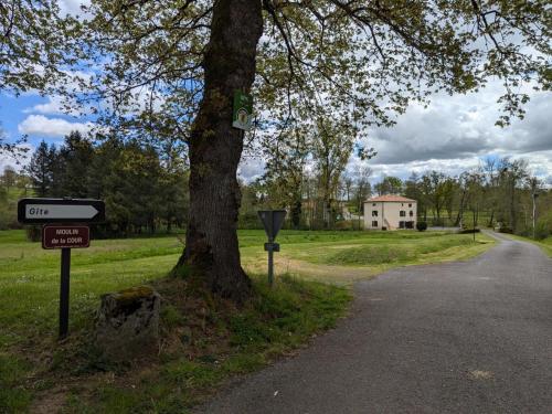 a tree on the side of a road next to a street at Gîte au Moulin: confort moderne avec terrasse et WIFI - FR-1-653-271 in Saint-Maurice-des-Lions