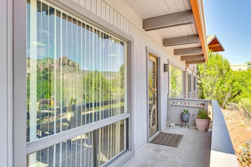 a balcony with a view of the mountains at Sedona Retreat Central & Cozy Red Rock Views in Sedona