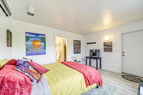 a bedroom with a bed and a television in it at Wellness Hiker's Haven in Sedona