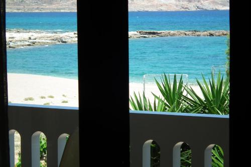 a view of the beach from a balcony at Gramvoussa Bay in Kissamos