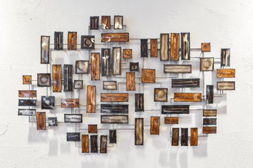 a wall with wooden frames on a wall at Hotel Vista Sendai in Sendai
